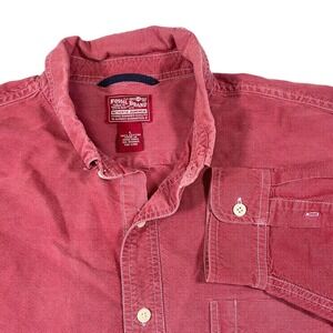 Fossil Large Red Button Down Shirt Long Sleeve Cotton Americana Workwear Rugged